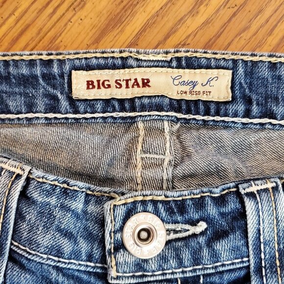 Big Star Womens Casey Low Rise Capri Jeans Size 30 Blue Denim Distressed Design - Picture 4 of 10